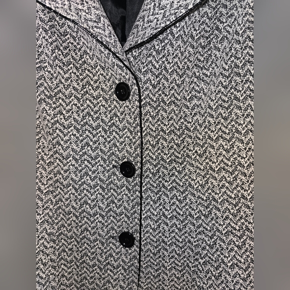GORGEOUS Vintage 90s 3 Button Blazer ◼️◻️Chevron/Vegan Leather Trim, Size: Large - Picture 8 of 16